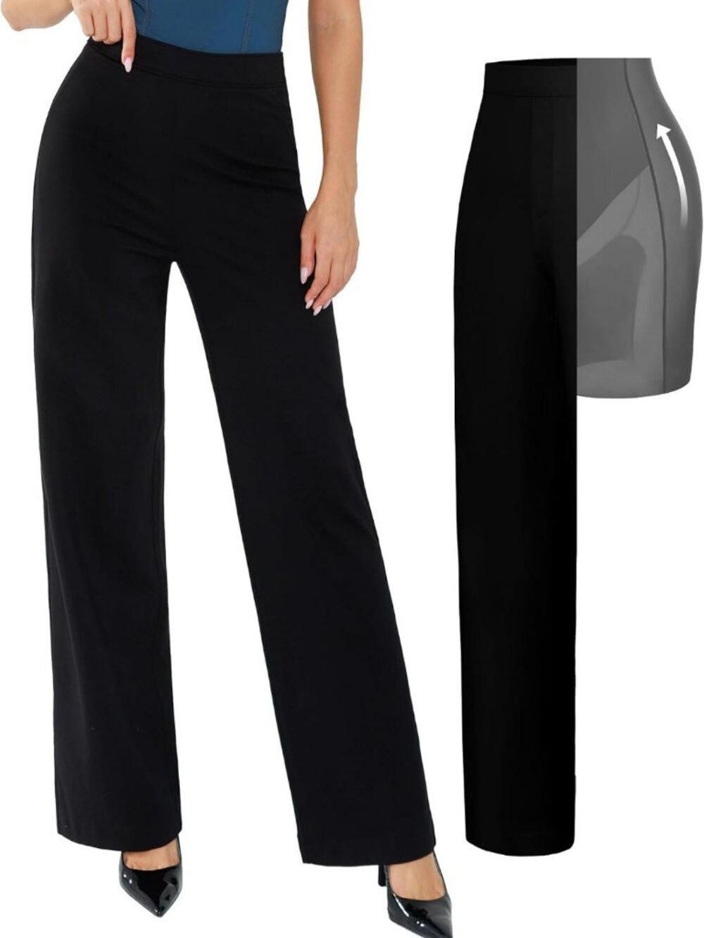 Tummy Control Wide Leg Dress Pants for Women | Business Casual Chic Style